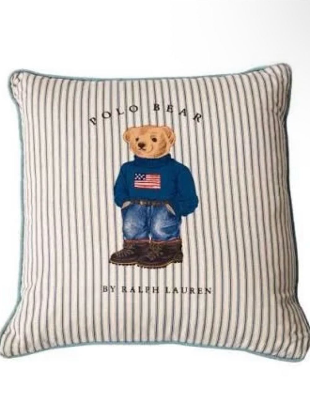 Ralph Lauren Striped Polo Bear Pillow with Blue Bear Sweater